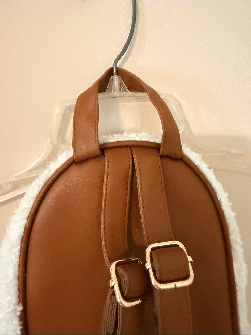 Disney Cream Sherpa Mini Backpack with Brown Trim and Gold Hardware - Picture 11 of 15